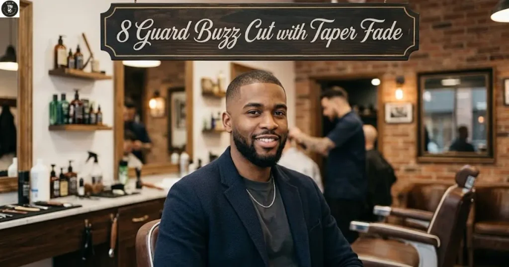 8-guard-buzz-cut-with-taper-fade 8 Guard Buzz Cut with Taper Fade