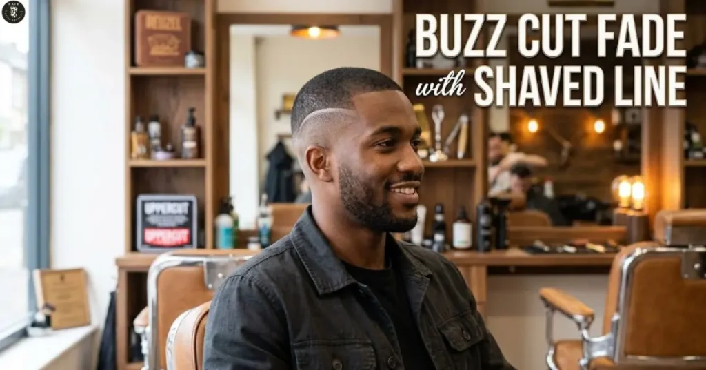 Buzz Cut Fade with Shaved Line