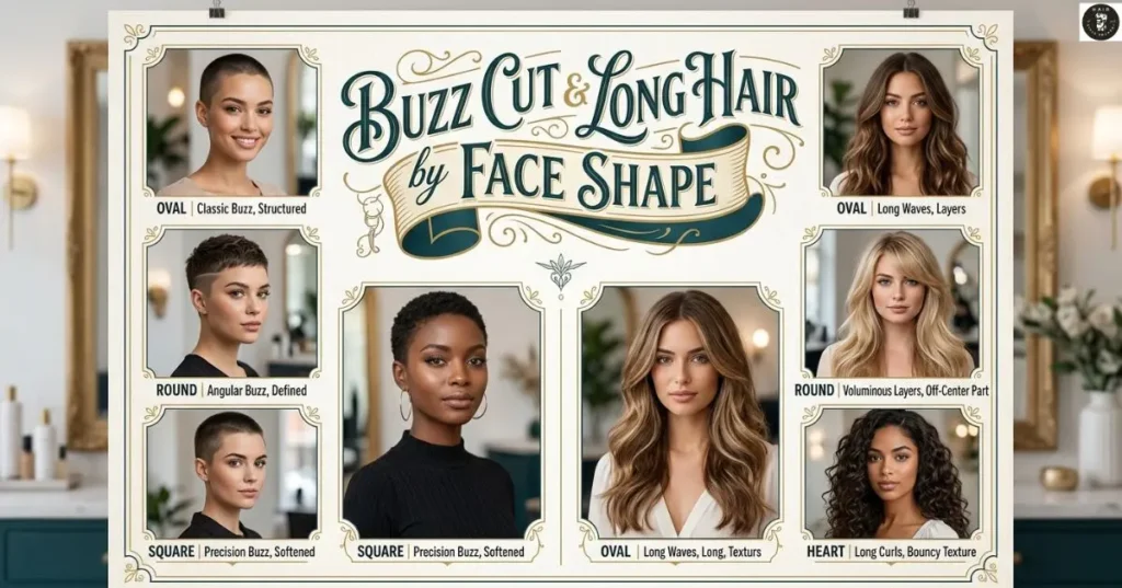 Buzz Cut Long Hair by Face Shape