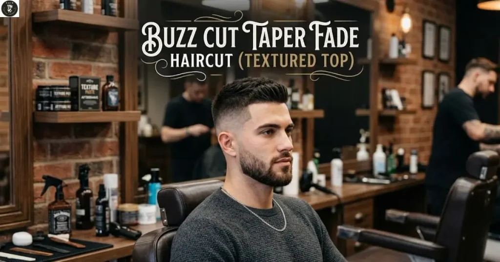 buzz-cut-taper-fade-haircut-textured-top Buzz Cut Taper Fade Haircut (Textured Top)