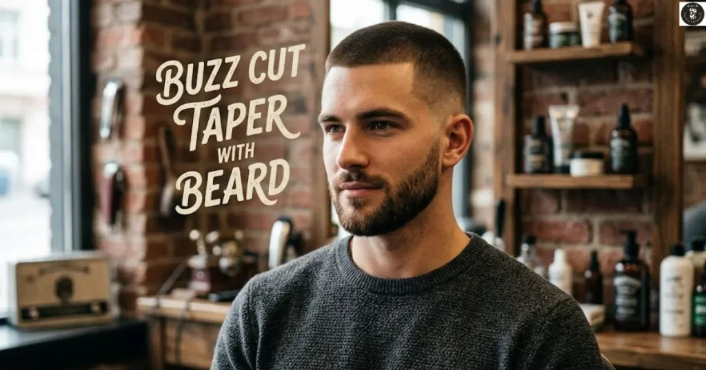 buzz-cut-taper-with-beard Buzz Cut Taper with Beard