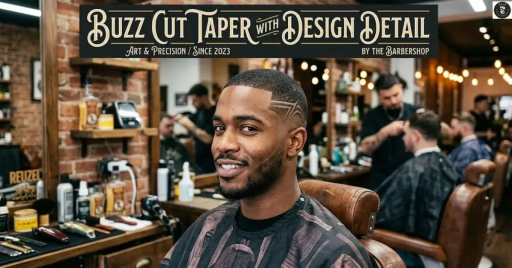 buzz-cut-taper-with-design-detail Buzz Cut Taper with Design Detail