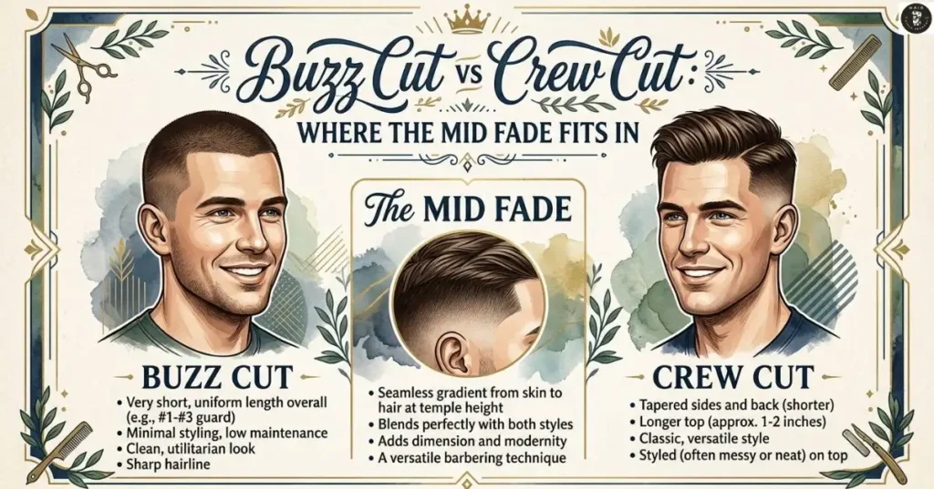 Buzz Cut vs Crew Cut: Where the Mid Fade Fits In