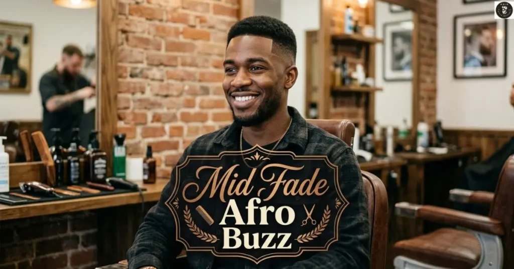 Mid Fade Afro Buzz