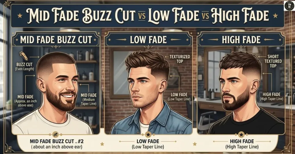 Mid Fade Buzz Cut vs Low Fade vs High Fade