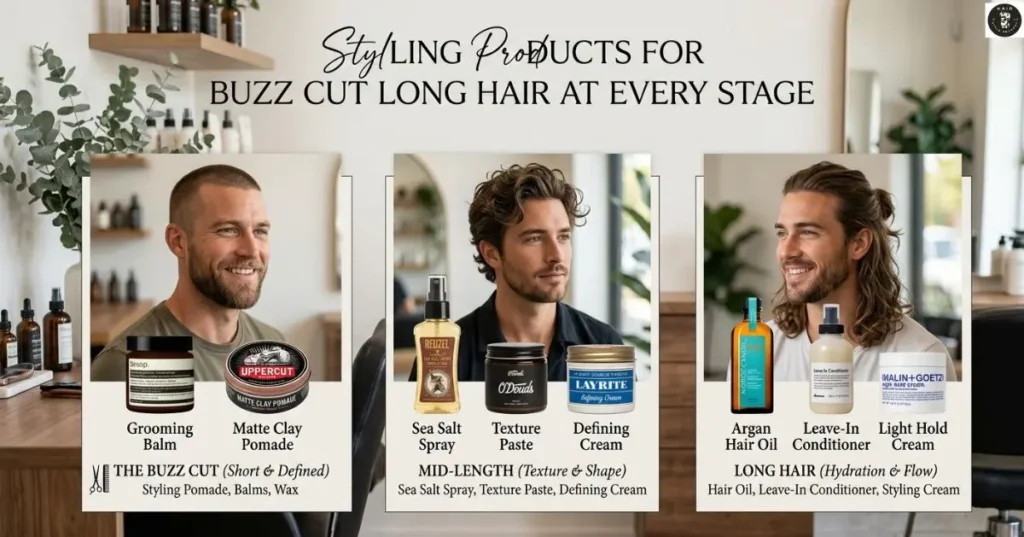Styling Products for Buzz Cut Long Hair at Every Stage