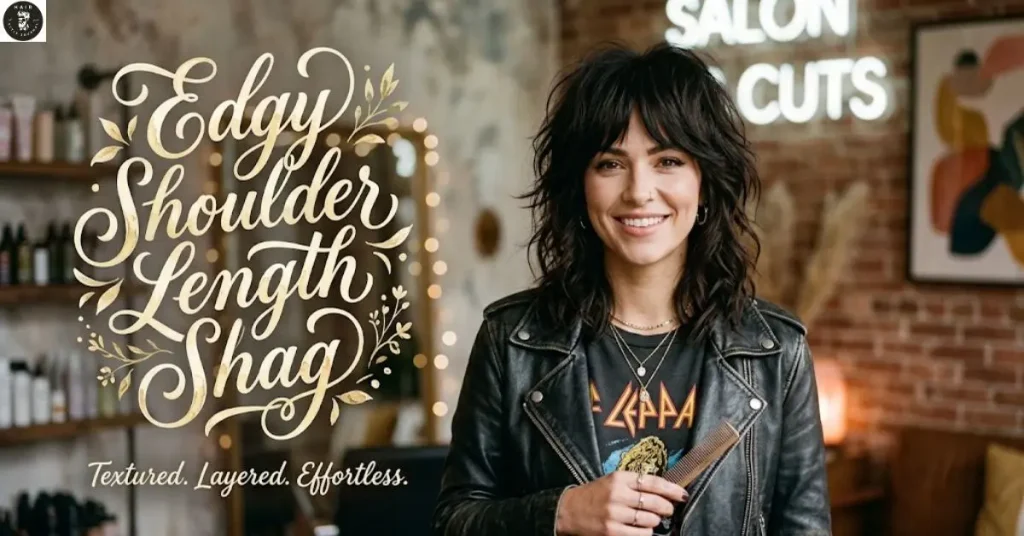 edgy-shoulder-length-shag Edgy Shoulder Length Shag