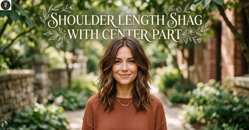 shoulder-length-shag-with-center-part Shoulder Length Shag with Center Part