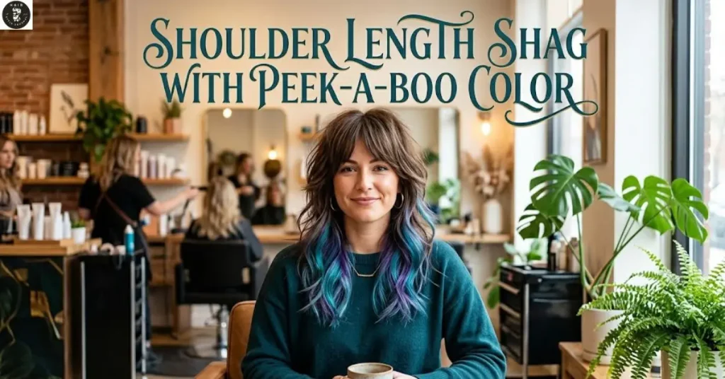 shoulder-length-shag-with-peek-a-boo-color Shoulder Length Shag with Peek-a-Boo Color