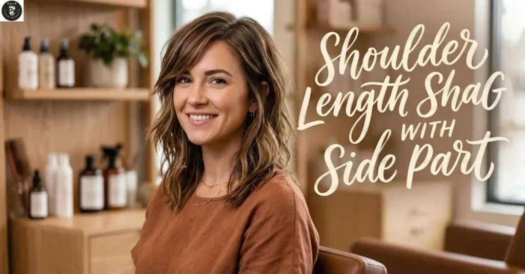 shoulder-length-shag-with-side-part Shoulder Length Shag with Side Part